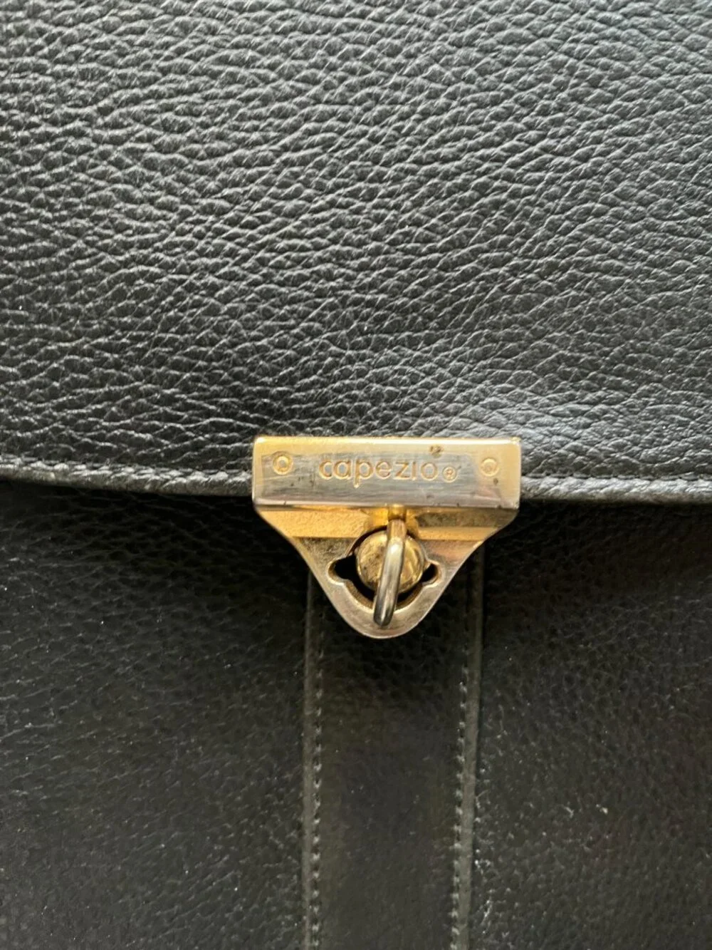 Rare Vintage Capezio Black Leather Crossbody Briefcase / Laptop Bag